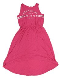 Tmavorůžové lehké šaty s nápisem H&M