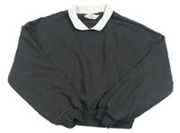 Antracitová crop mikina s golierikom H&M