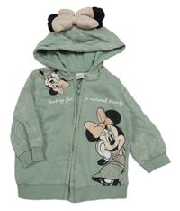 Zelená propínací mikina s Minnie a kapucí Disney