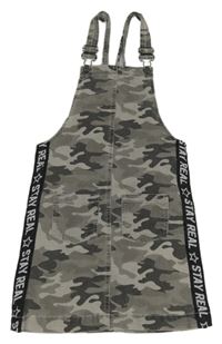 Sivé army rifľové na traké šaty s pruhom s nápismi Y.F.K.