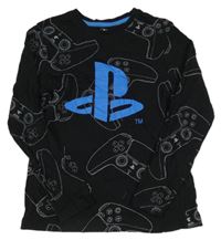 Černé triko s ovladači a logem PlayStation Primark