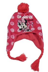 Malinová bodkovaná á čapica s Minnie a brmbolcom Disney