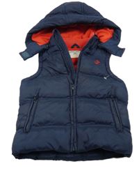 Tmavomodrá šusťáková zateplená vesta s kapucí Jojo Maman Bébé