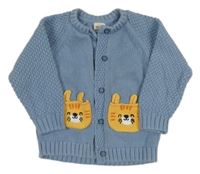 Modrý prepínaci sveter s vreckami s čumáky