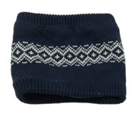 Tmavomodrý pletený nákrčník se vzorem Tex