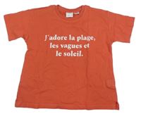 Červené tričko s nápisem Zara