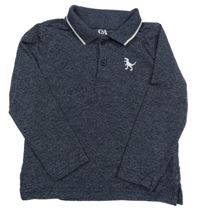 Tmavomodré melírované polo triko s výšivkou C&A