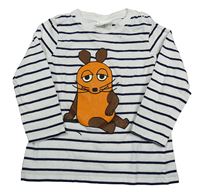 Bílo-černé pruhované triko s myší