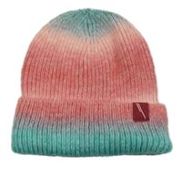 Růžovo-zelená ombré vlněná čepice