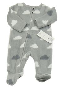 Nové - Šedý fleecový overal s mraky F&F