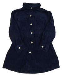 Tmavomodré menšestrové prepínaci košeľové šaty Zara