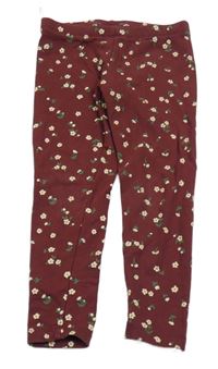 Vínové kvetované teplákové legíny C&A