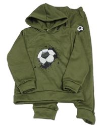 2set - Khaki mikina s fotbalovým míčem a kapucí + tepláky