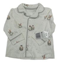 Nové - Biela bodkovaná á pyžamová košeľa s tučňáky Matalan