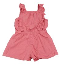 Tmavorůžový kraťasový overal s volánky F&F