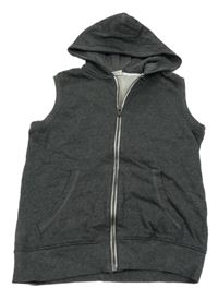 Tmavosivá melírovaná tepláková prepínaci vesta s kapucňou H&M