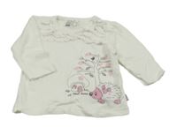 Biele tričko s ježkom a volánikmi Ergee