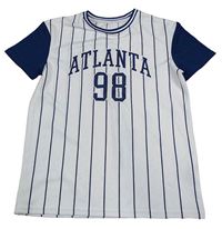 Bielo-tmavomodré pruhované športové tričko s číslom Primark