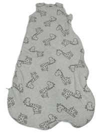 Šedý melírovaný zateplený spací pytel s žirafami  Lily & Dan