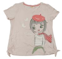 Svetloružové tričko s dívkou Kids