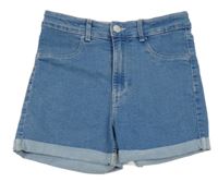 Modré riflové high waist kraťasy H&M
