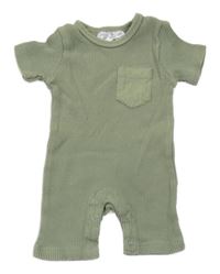Zelený žebrovaný kraťasový overal s kapsou Ergee