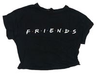 Čierne crop tričko s nápisem - F.R.I.E.N.D.S New Look