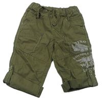 Khaki plátenné kraťasy s nápisom Topolino