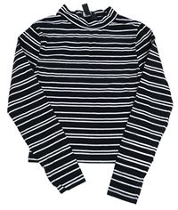 Černo-bílé pruhované crop triko New Look