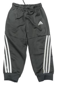 Tmavošedé sportovní tepláky s logem Adidas