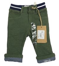 Nové - khaki žebrované teplákové kalhoty s tmavomodrým pasem Timberland