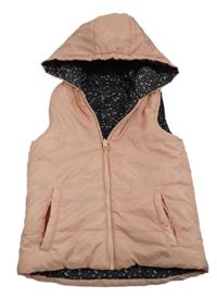 Světlerůžová šusťáková zateplená oboustranná bunda s kapucí Topolino