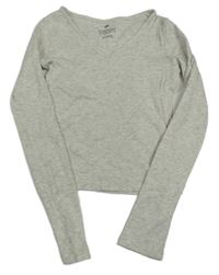 Sivé rebrované crop tričko H&M