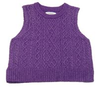 Fialová vzorovaná pletená crop vesta Zara