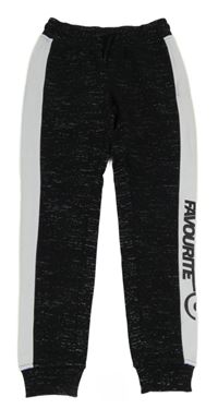 Černo-bílé melírované tepláky s pruhem Chapter young