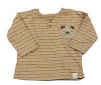 Béžové pruhované triko s medvědem George