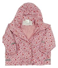 Růžová šusťáková jarní bunda se srdíčky a kapucí Impidimpi