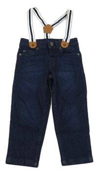 Tmavomodré skinny rifle s trakami Lupilu