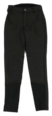 Čierne koženkové jezdecké nohavice Decathlon