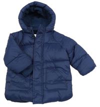 Tmavomodrá šusťáková zimní bunda s kapucí Primark