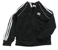 Černá sportovní funkční propínací mikina s logem a pruhy Adidas