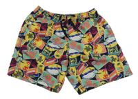 Barevné plážové kraťasy s obrázky a nápisy 