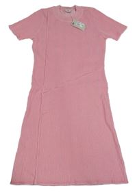 Nové - ružové rebrované úpletové šaty River Island