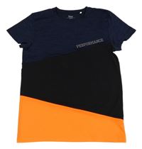 Tmavomodro-oranžové sportovní tričko Yigga