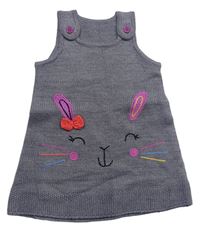 Tmavosivé svetrové na traké šaty s králikom Nutmeg