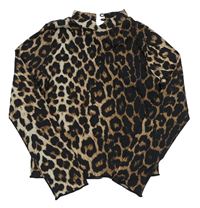 Hnědo-černé crop triko s leopardím vzorem Matalan