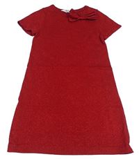 Červené trblietavé svetrové šaty s mašlou H&M