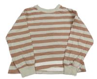 Starorůžovo-biela pruhovaná crop mikina zn. Zara