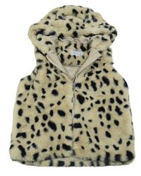 Béžovo-čierna bodkovaná á kožušinová podšitá vesta s kapucňou M&Co.