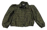 Čierno-zlatá kvetovaná podšitá bunda Name it